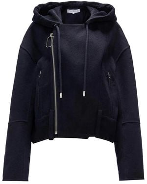 JW Anderson Hooded Biker Wool Jacket - Blue