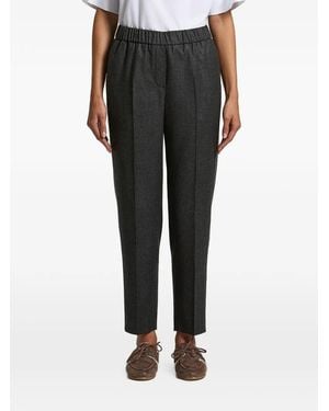 Peserico Elasticated-Waistband Chain-Trim Pants - Black
