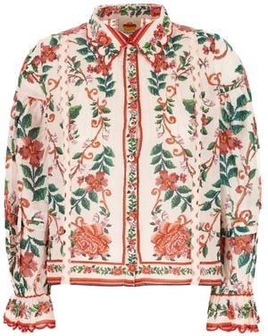 FARM Rio Flower Tapestry Cotton Shirt - Orange