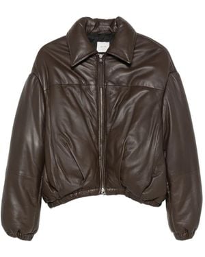 Alysi Quilted Leather Jacket - Brown