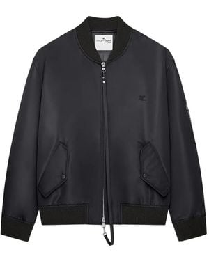 Courreges Logo-Embroidered Zip-Up Bomber Jacket - Blue