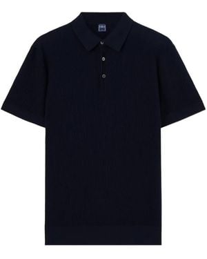 Fedeli Rafael Ribbed-Knit Short-Sleeve Polo Shirt - Blue