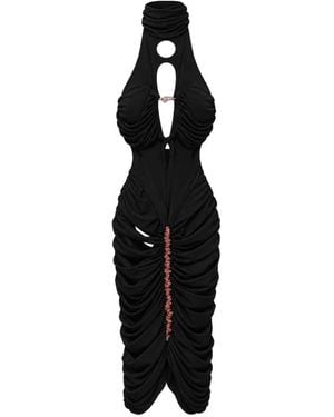 DI PETSA Robe Courte Snake Priestess Froncée À Ornements En Cristal - Black