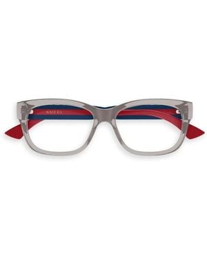 Gucci Bril Met Rechthoekig Montuur En Web-Streep - Wit