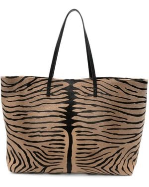 Fendi Medium Roll Kebir Tiger-Print Tote Bag - Brown