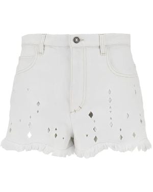 Isabel Marant Shorts With Frayed Hem And Cutouts - White