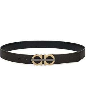 Ferragamo Reversible Gancini Buckle Belt - White
