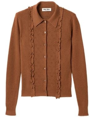 Miu Miu Cashmere And Silk Cardigan - Brown