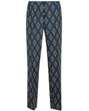 F.R.S For Restless Sleepers Etere Geometric-Print Piping-Detail Pants - Blue