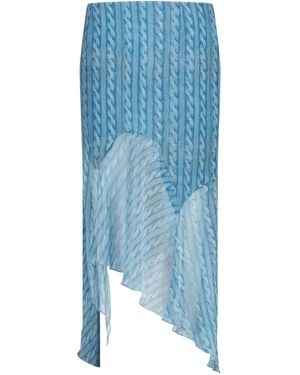 AVAVAV Asymmetric Georgette Midi Skirt - Blue