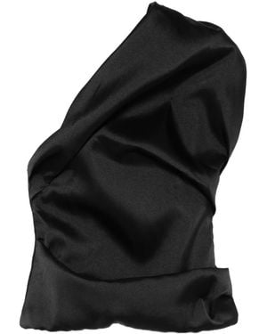 Marques'Almeida Mikado Draped Asymmetric Top - Black