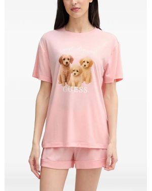 Guess Pyjama Mit Grafischem Print - Pink