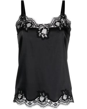 Dolce & Gabbana Top Tipo Camisola Con Ribete De Encaje - Negro