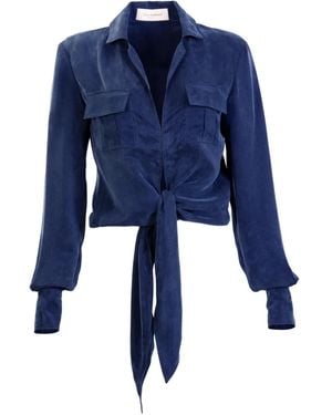 Silvia Tcherassi Caserta Flap-Pocket Tie Shirt - Blue