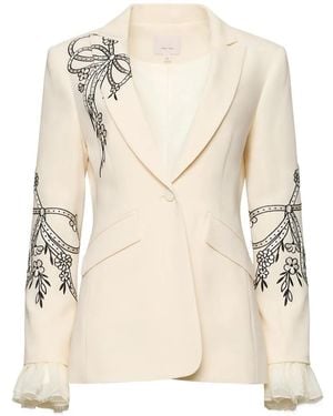 Cinq À Sept Cheyenne Cascading Ribbon Blazer - Natural