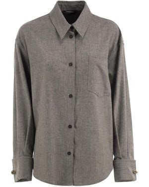Fabiana Filippi Crystal-Embellished Flannel Shirt - Grey