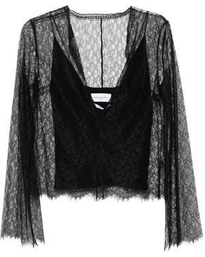 Brandon Maxwell The Eloise Blouse Met Kant - Zwart