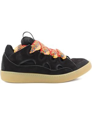 Lanvin Curb Lace-Up Paneled Sneakers - Black