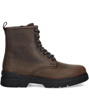 HUGO Leather Lace-up Boots - Brown