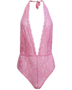 Fleur du Mal Charlotte Halterneck Bodysuit - Pink