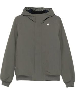 K-Way Hooded Logo-Print Jacket - Gray