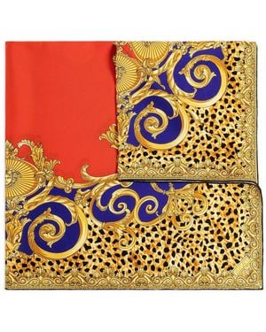 Versace Baroque Leopard Print Scarf - Yellow