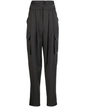 ANDREADAMO Pleated Cut-Out Cargo Pants - Black