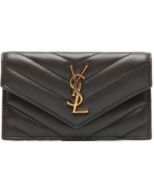 Saint Laurent Cassandre Fragments Flap Card Case - Grey