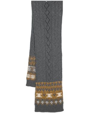 ERMANNO FIRENZE Intarsia-Logo Scarf - Grey