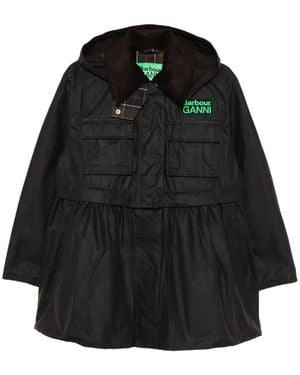 Barbour X Ganni Peplum Waxed Coat - Black