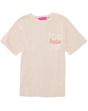 The Elder Statesman Paradise T-Shirt mit Palmen-Tasche - Pink