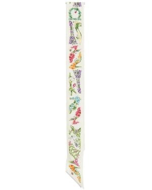 Ferragamo Foulard En Soie À Fleurs - Blanc