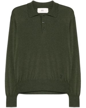 Ami Paris ファインニット ポロシャツ - グリーン