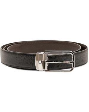 Montblanc Reversible Cross-Grain Belt - Grey