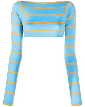 Emilio Pucci Stripe-Jacquard Wool Cropped Top - Blue