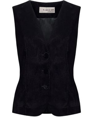 Blanca Vita Velvet Button Jacket - Black