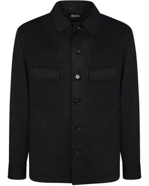 ZEGNA Cashmere Pocket-Detail Overshirt - Black