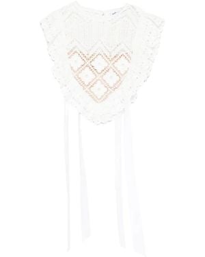 Self-Portrait Guipure-Lace Ruffled Top - White