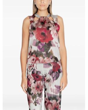 Rinascimento Floral Sleeveless Top - Red