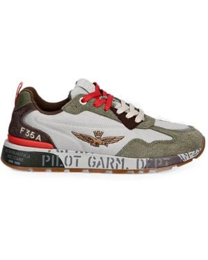 Aeronautica Militare Logo-Embroidered Panelled Low-Top Trainers - White