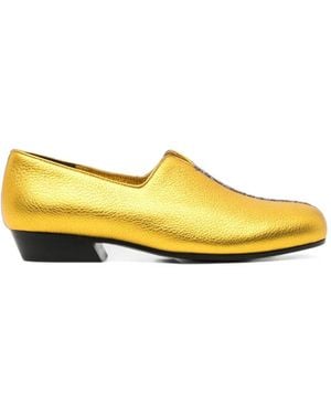 Chén Sifān Metallic-Effect Textured-Finish Mules - Yellow