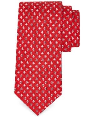 Ferragamo Mini Fish Print Silk Tie - Red