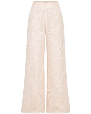AZULU Emiko Floral-Print Pants - White