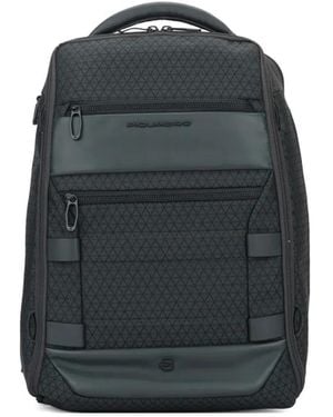 Piquadro Mochila con placa del logo - Negro