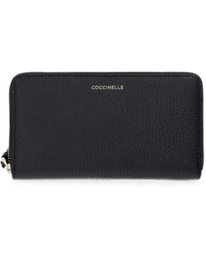 Coccinelle Grained-Leather Zip-Around Wallet - Black