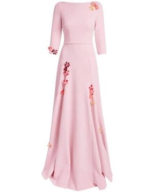 Safiyaa Floral-Embellished Boat-Neck Maxi Dress - Pink