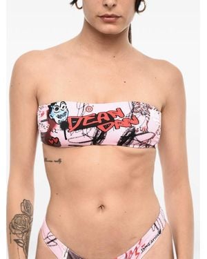 DSquared² Logo-Print Bandeau Bikini Top - Black