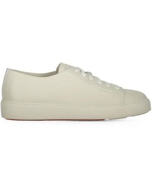Santoni Lace-Up Leather Trainers - White