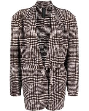 Norma Kamali Glenn Plaid Tweed Single-Breasted Blazer - Gray