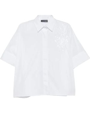 Lorena Antoniazzi Sequin-Embellished Short-Sleeve Shirt - White